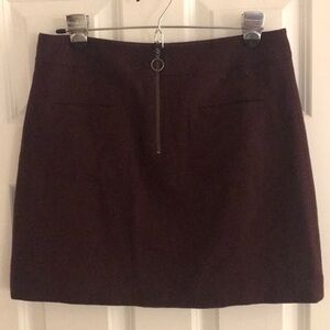 Madewell Zipper Front Mini Skirt Deep Burgundy Brown Size 6